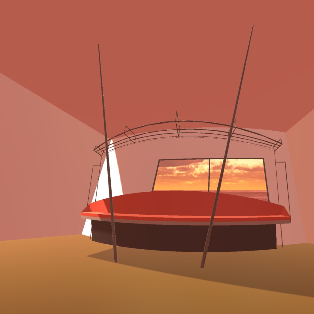 【3dモデル】魚眼パース的な電車座席