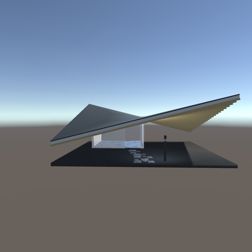 曲がり屋根の小屋