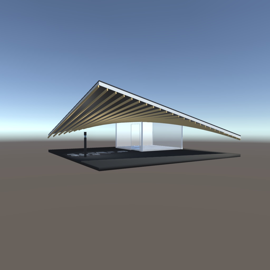 曲がり屋根の小屋