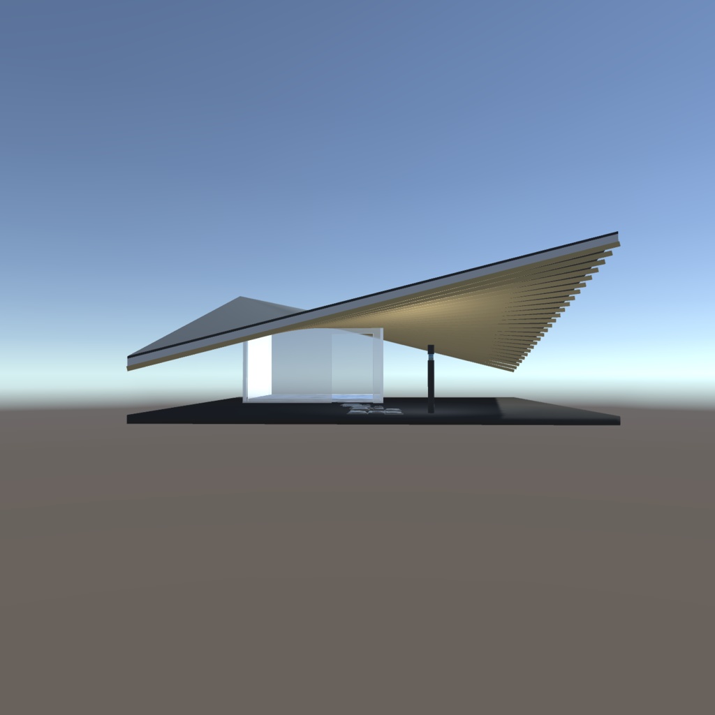 曲がり屋根の小屋