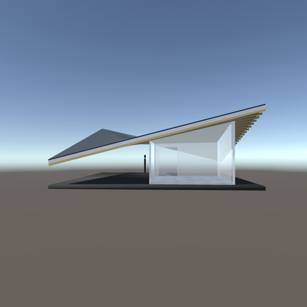 曲がり屋根の小屋