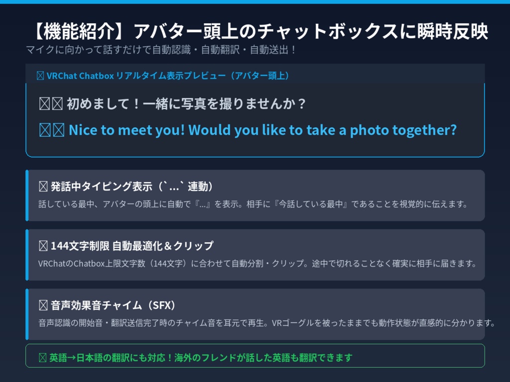 【VRChat対応】音声認識&リアルタイム日英自動翻訳 OSCツール【DeepL/Google翻訳対応・Chatbox自動送出】