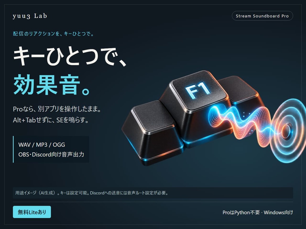 〖無料Liteあり〗ゲーム中に効果音をワンキー再生｜OBS・Discord Soundboard Pro