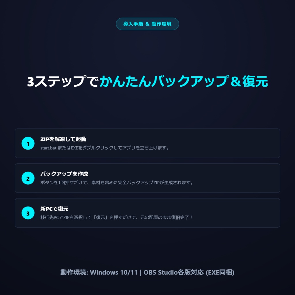 OBSシーン一括バックアップ&復元ツール Pro