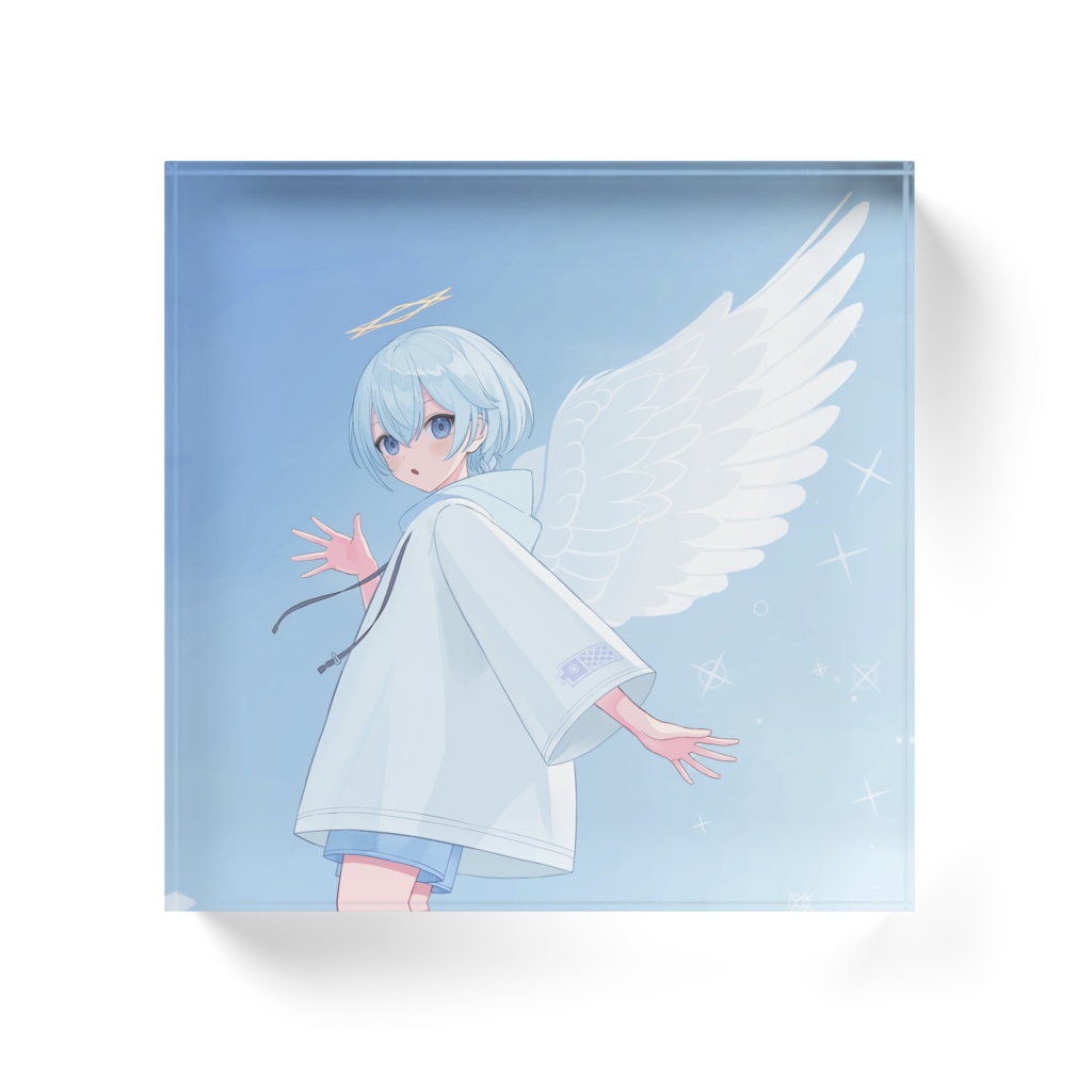 夏空と白い翼のひいろ アクリルブロック - 100x100mm