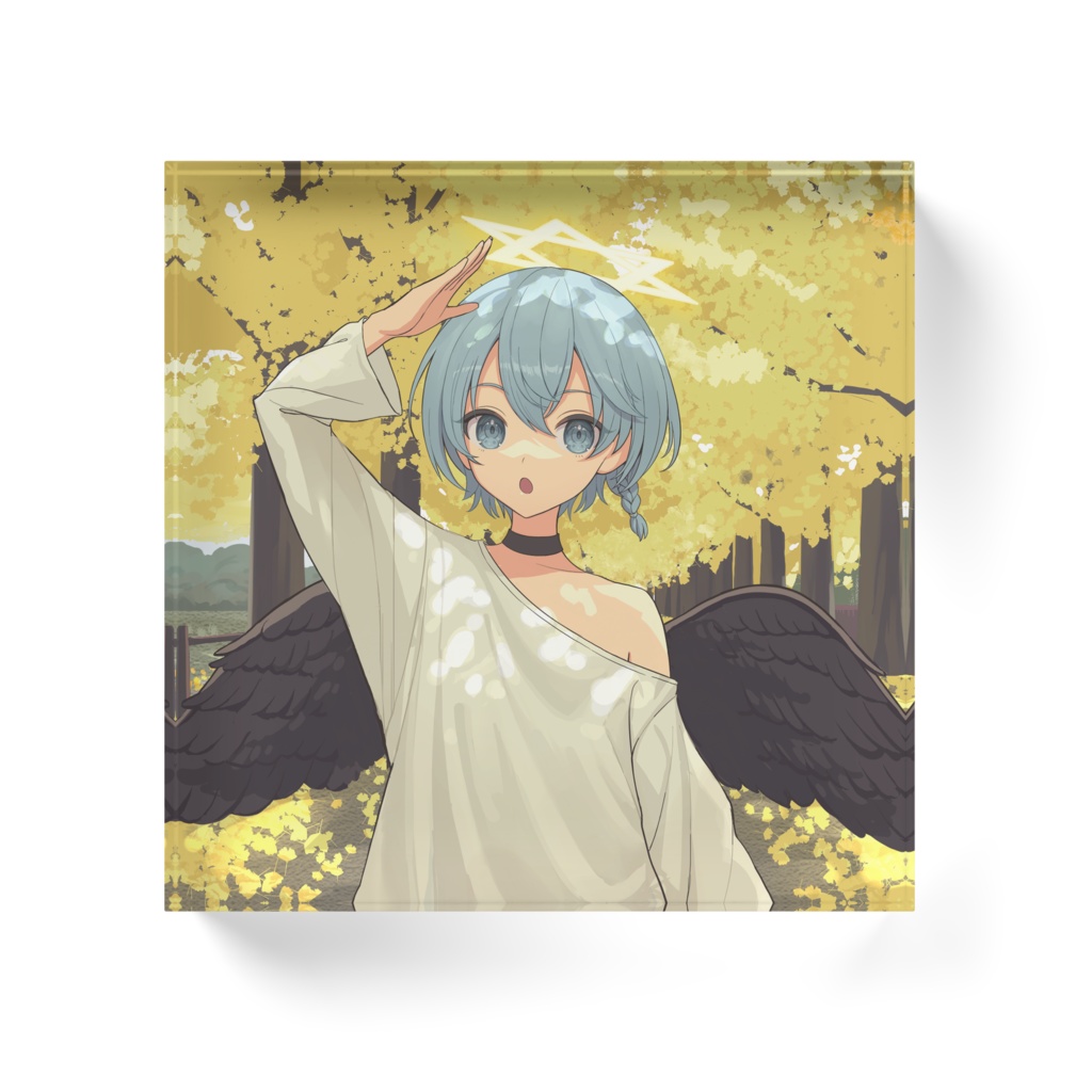 紅葉銀杏とひいろ アクリルブロック - 100x100mm