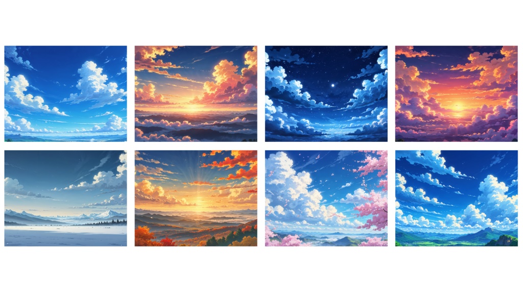 【空】10枚セット 朝・夕・夜・四季