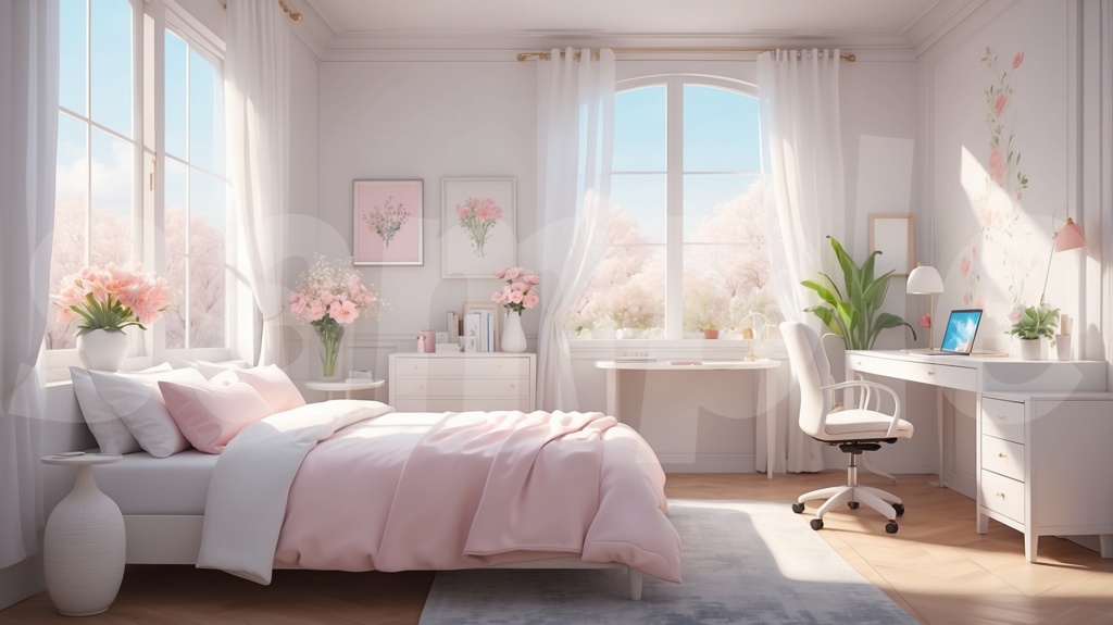 【女の子の部屋 お花×カラールーム】10枚セット