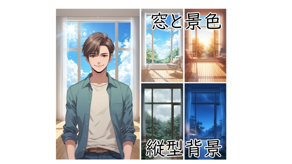 【縦型背景”窓と景色”】10枚セット