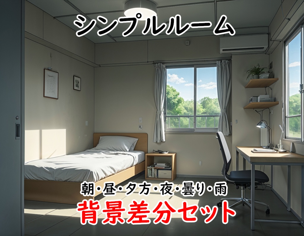 【シンプルルーム・背景差分セット】差分6枚セット