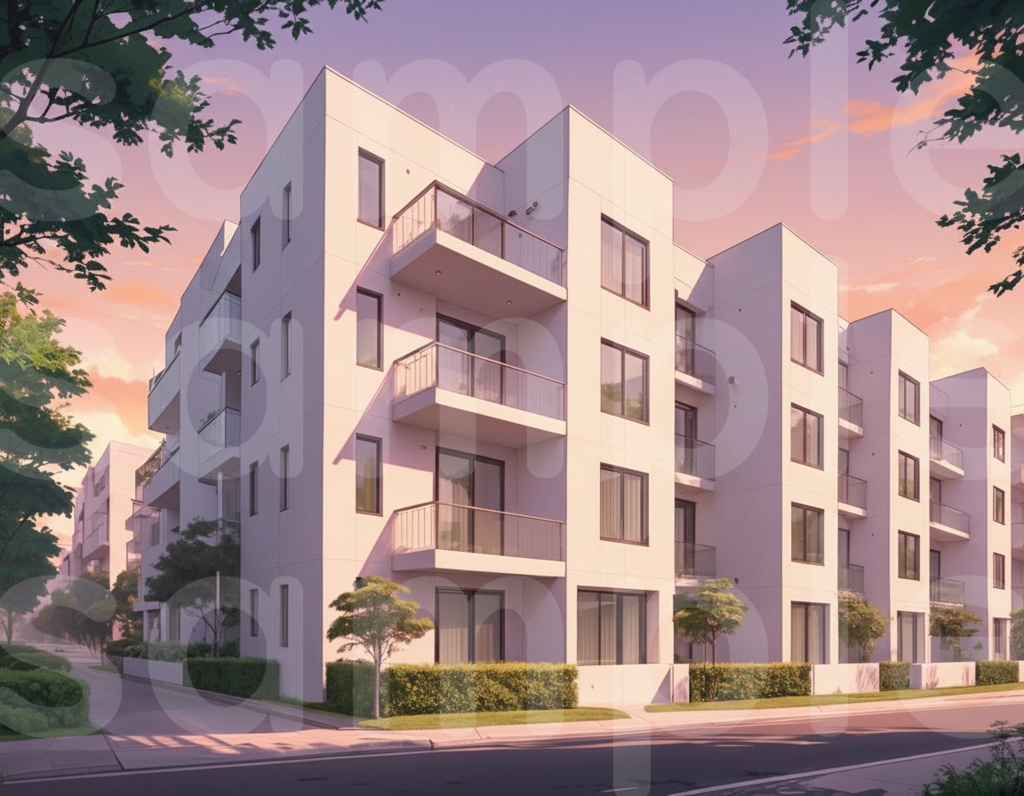 【マンション外観・背景差分セット】差分6枚セット