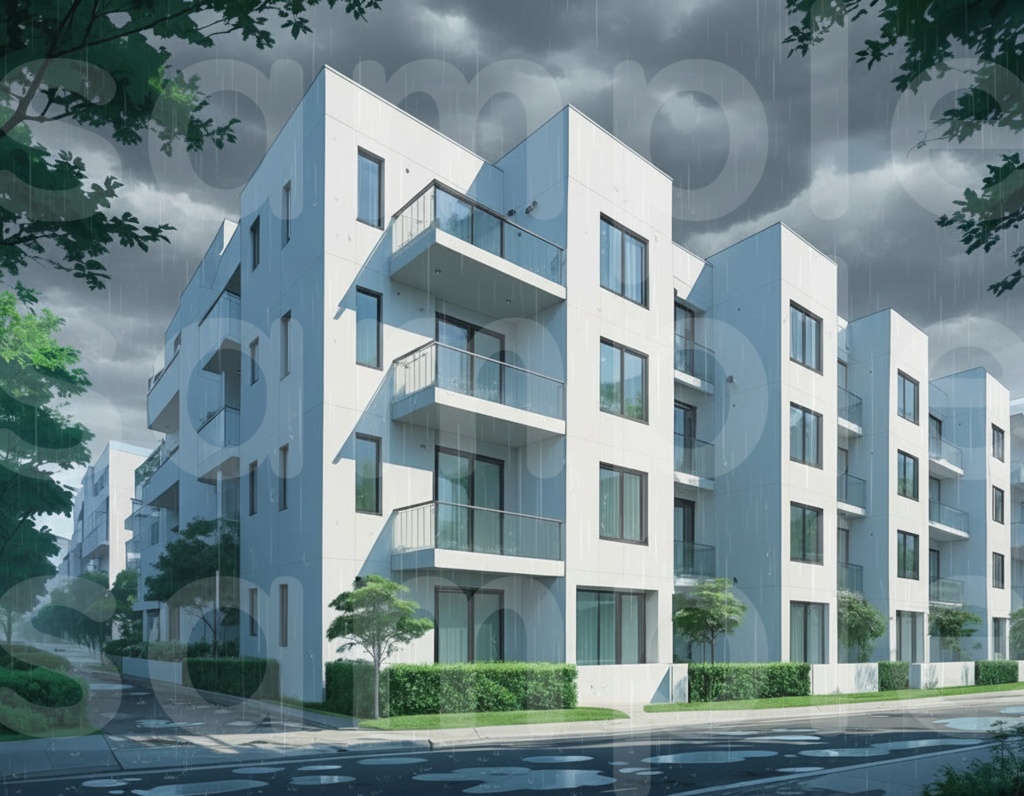 【マンション外観・背景差分セット】差分6枚セット