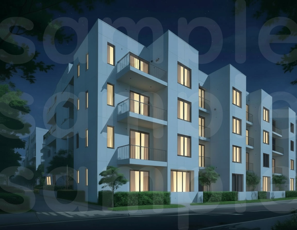 【マンション外観・背景差分セット】差分6枚セット