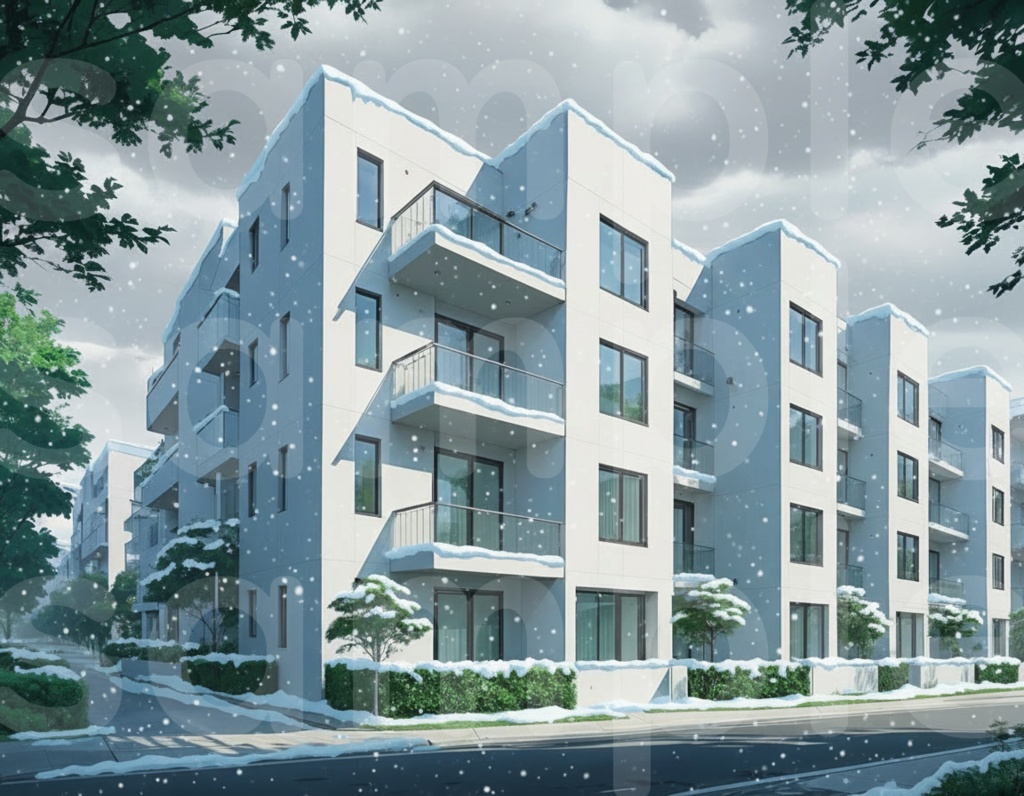 【マンション外観・背景差分セット】差分6枚セット