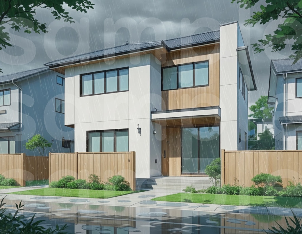 【戸建て外観・背景差分セット】差分6枚セット