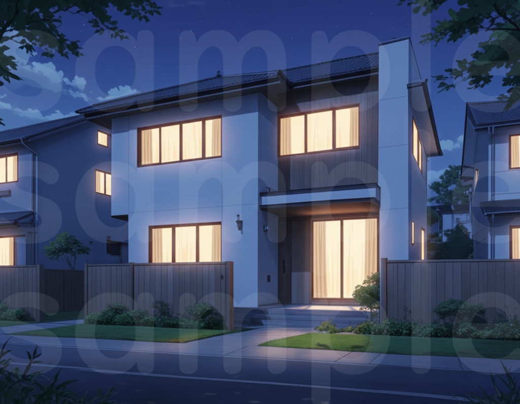 【戸建て外観・背景差分セット】差分6枚セット