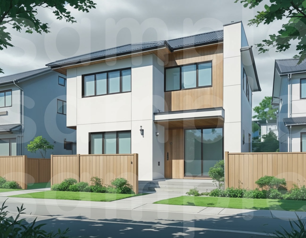 【戸建て外観・背景差分セット】差分6枚セット