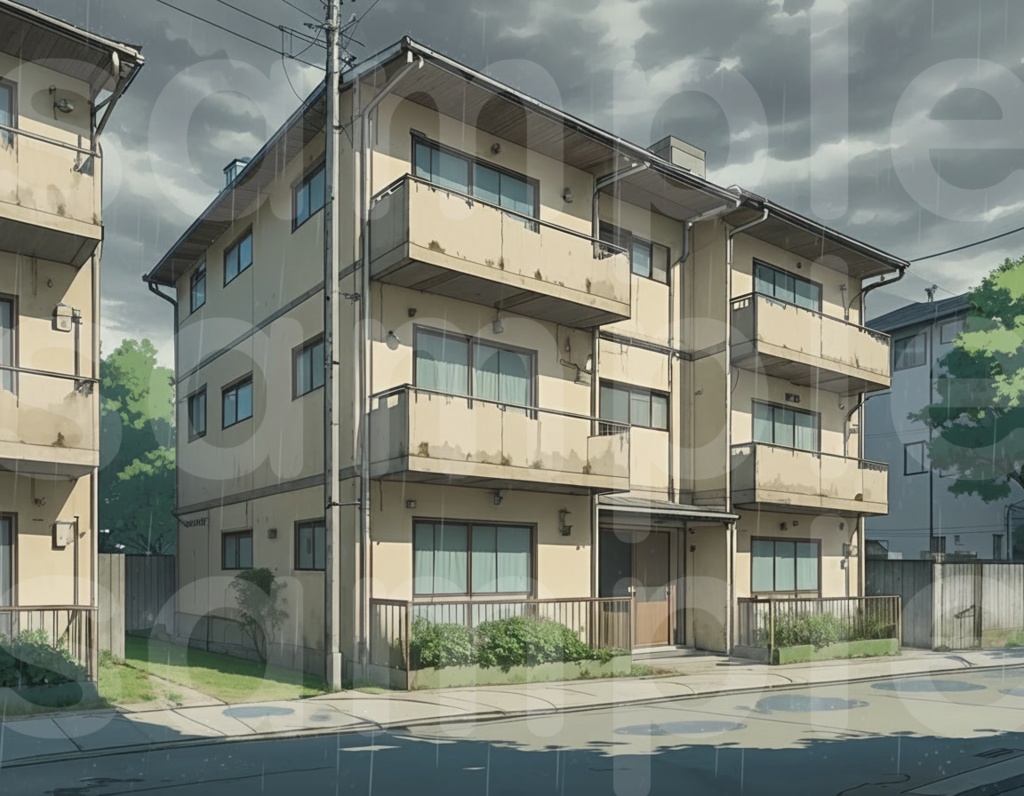 【アパート外観・背景差分セット】差分6枚セット