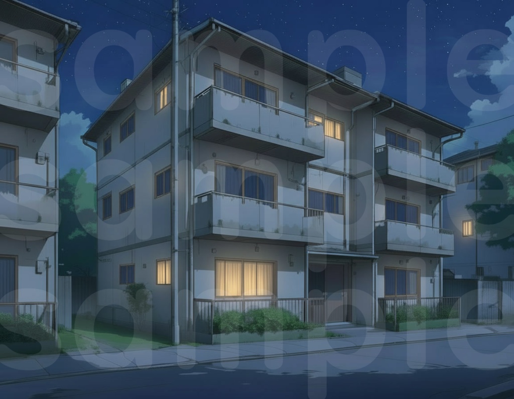 【アパート外観・背景差分セット】差分6枚セット