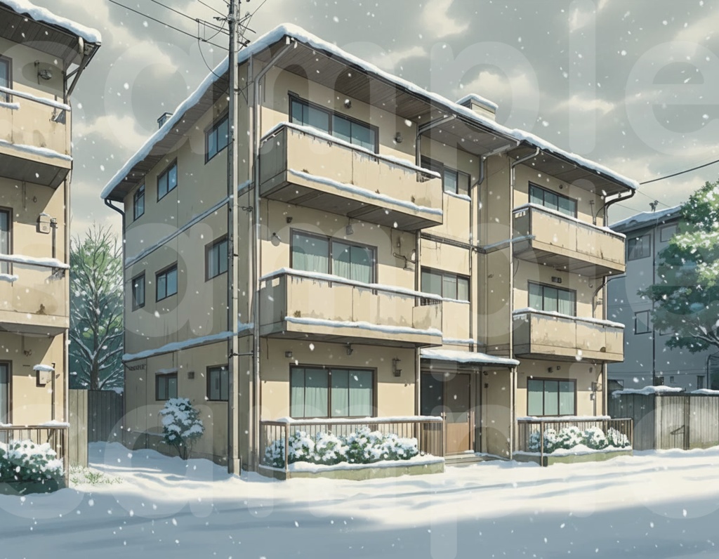 【アパート外観・背景差分セット】差分6枚セット