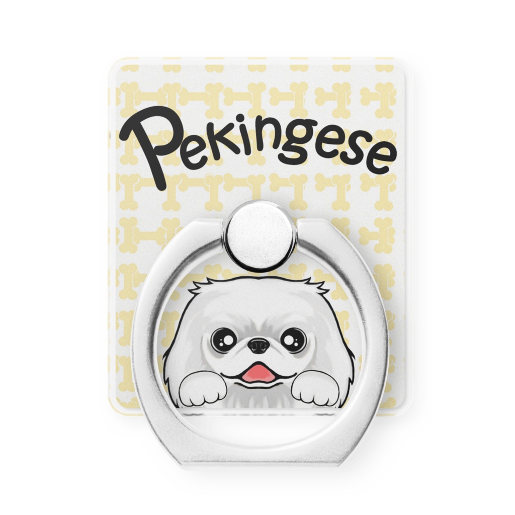 ペキニーズ（ホワイト）　スマホリング　ABCDOGS