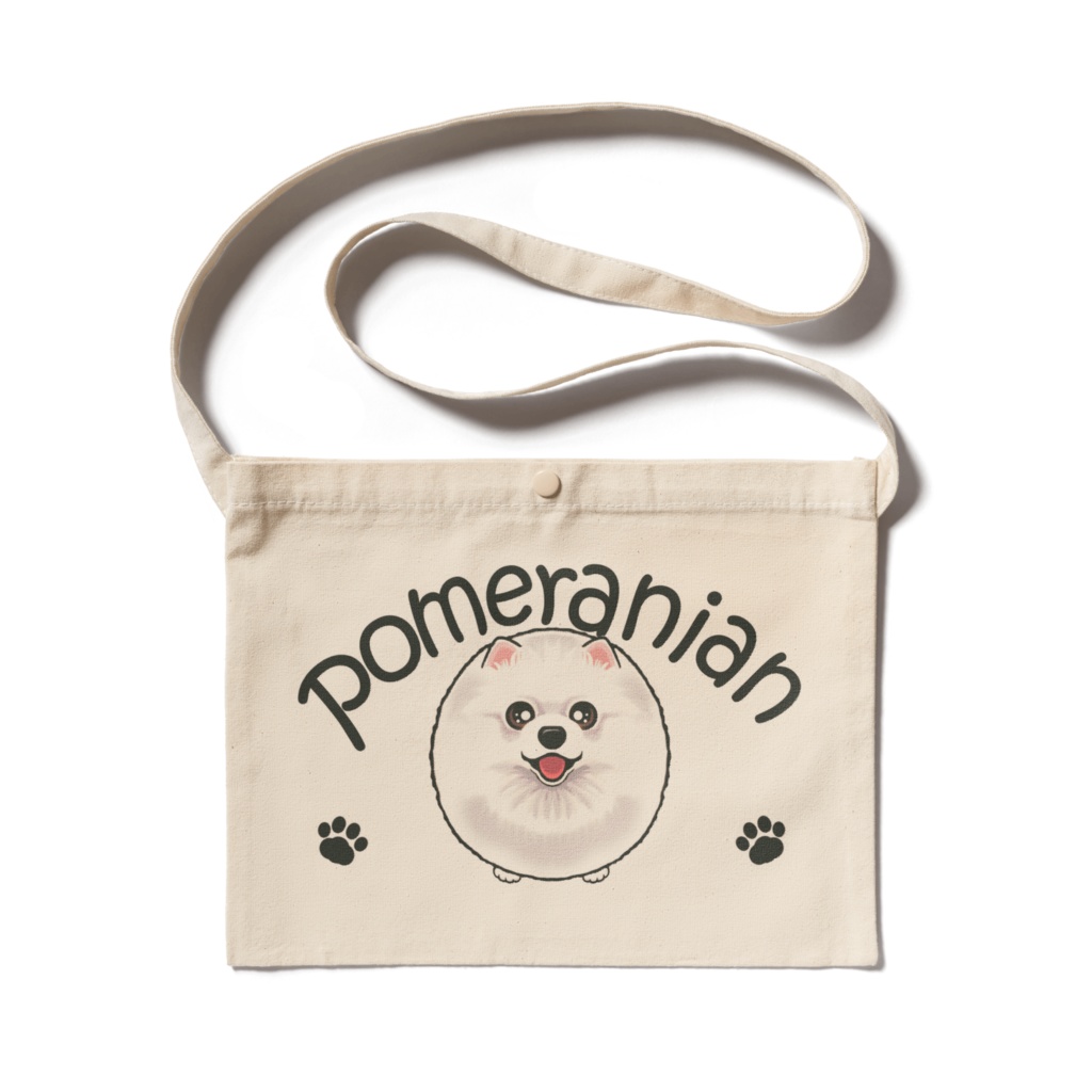 ポメラニアン（ホワイト）　サコッシュ　ABCDOGS