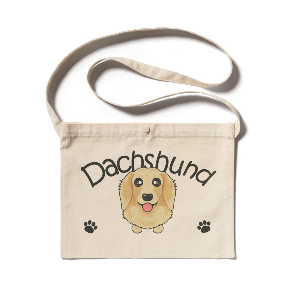 ダックスフンド（クリーム）　サコッシュ【ナチュラル】　ABCDOGS