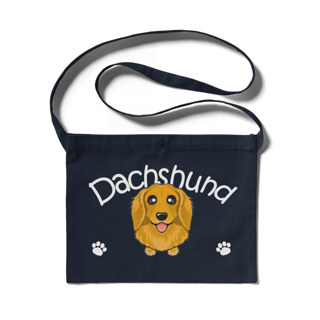 ダックスフンド(ゴールド) サコッシュ(ネイビー) ABCDOGS