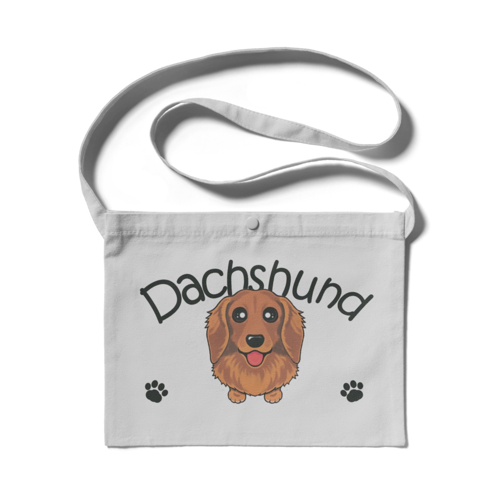 ダックスフンド（レッド）　サコッシュ【ライトグレー】　ABCDOGS