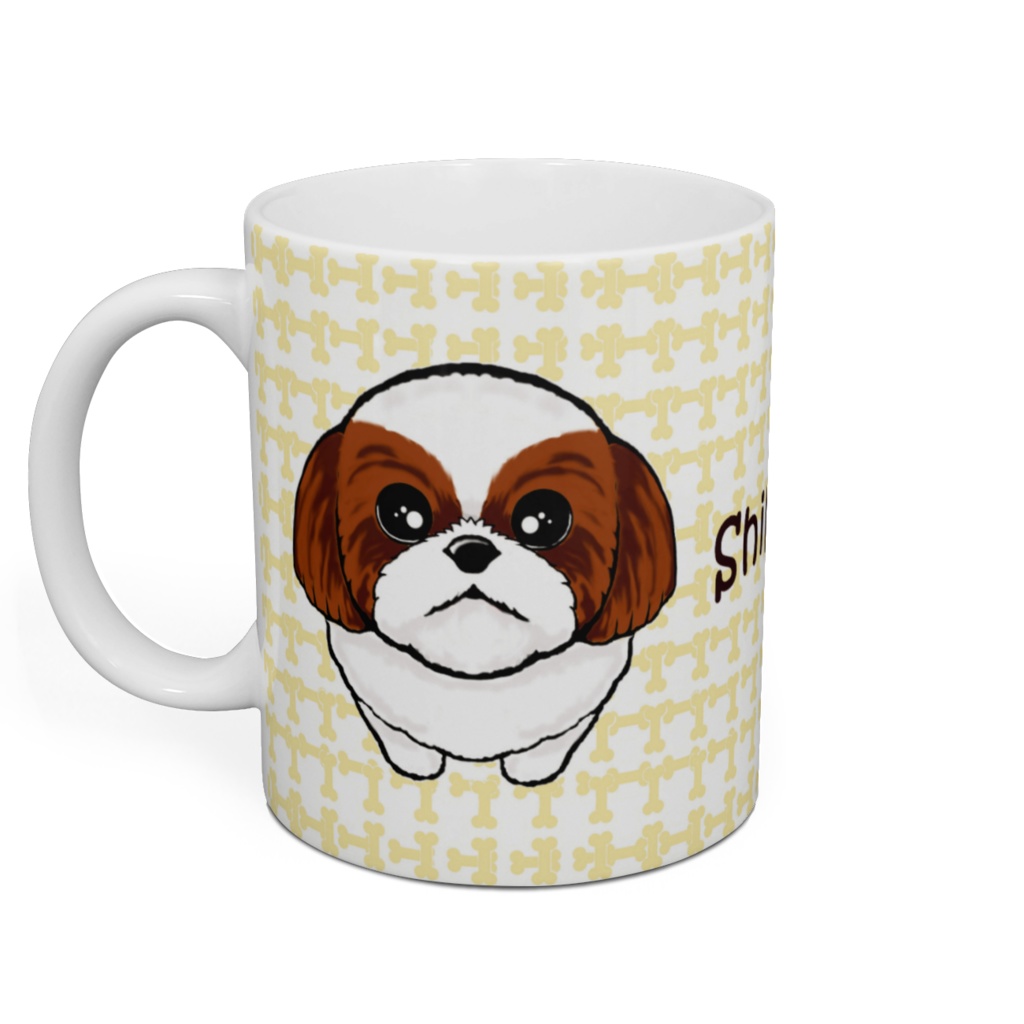 シー・ズー(まじめ顔の茶白) マグカップ ABCDOGS