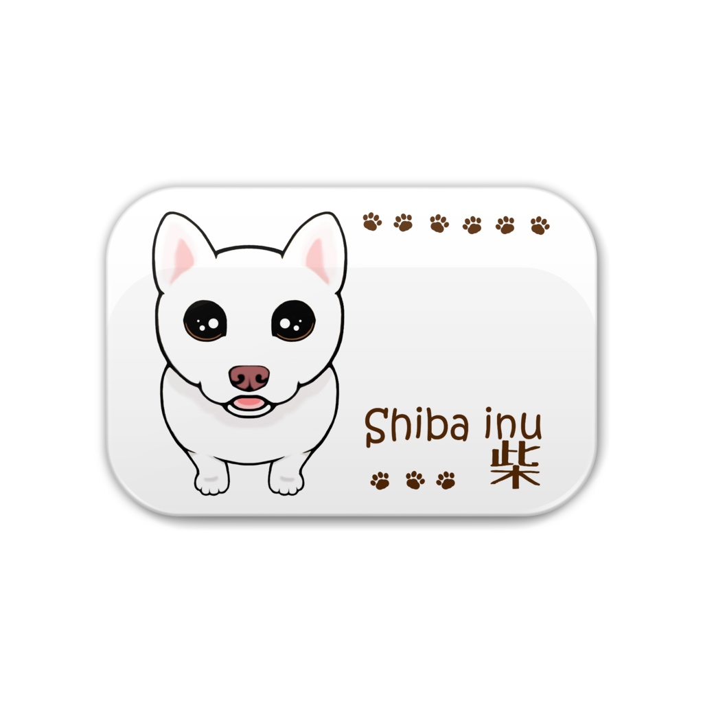 柴犬(白柴) 缶バッジ【長方形】 ABCDOGS