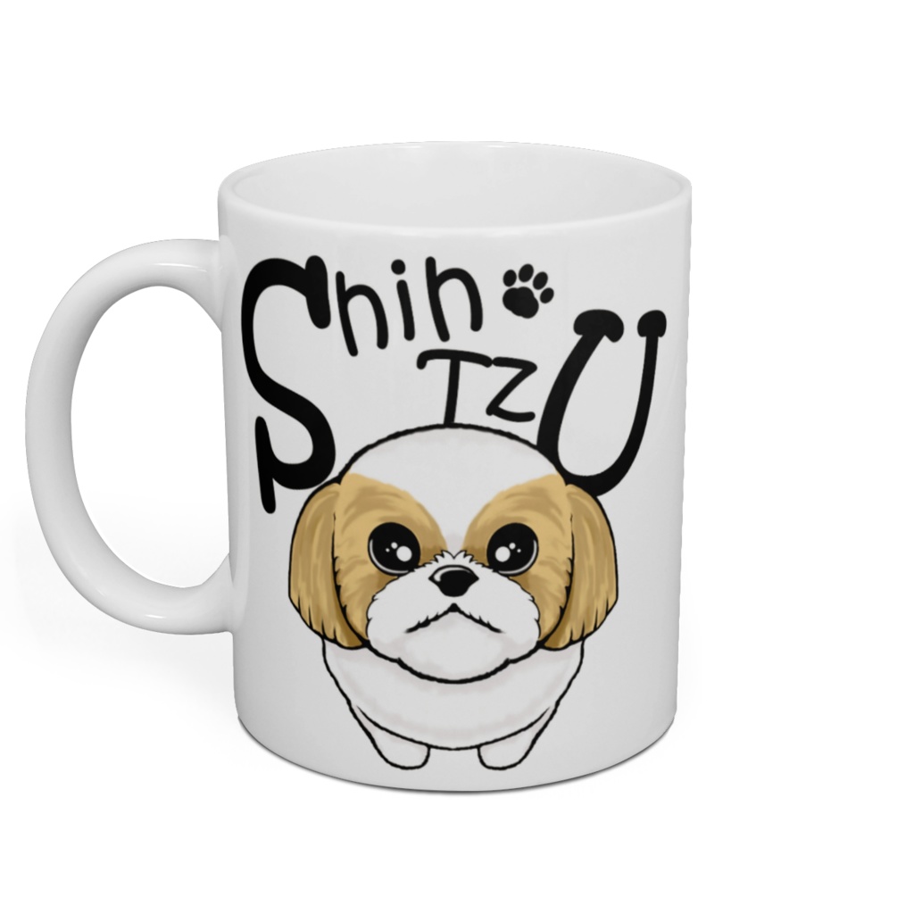 シー・ズー (白背景のまじめ顔&薄茶白) マグカップ ABCDOGS