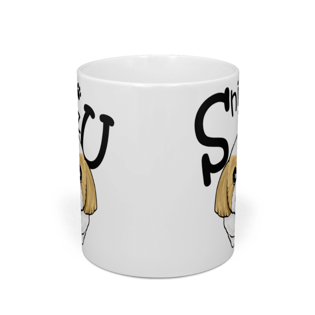 シー・ズー (白背景のまじめ顔&薄茶白) マグカップ ABCDOGS