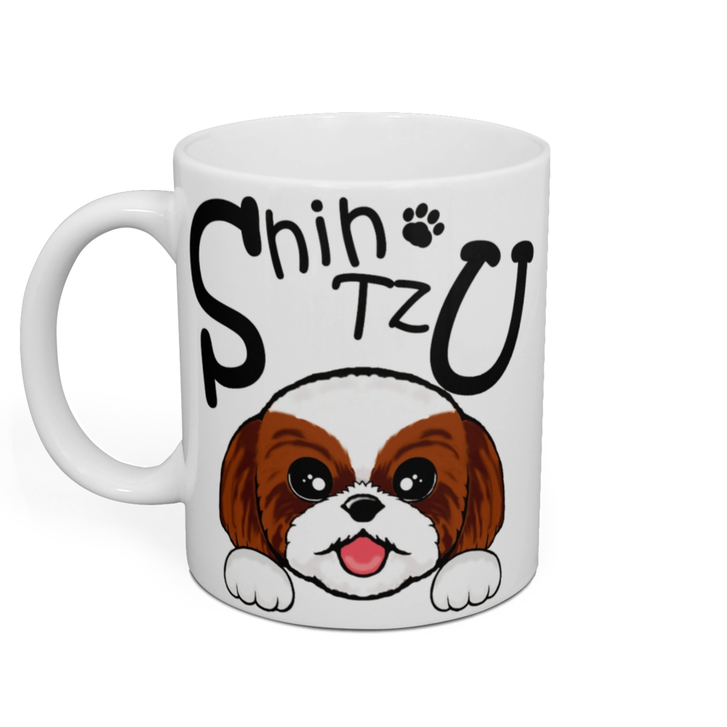 シー・ズー (白背景のおてて&茶白) マグカップ ABCDOGS