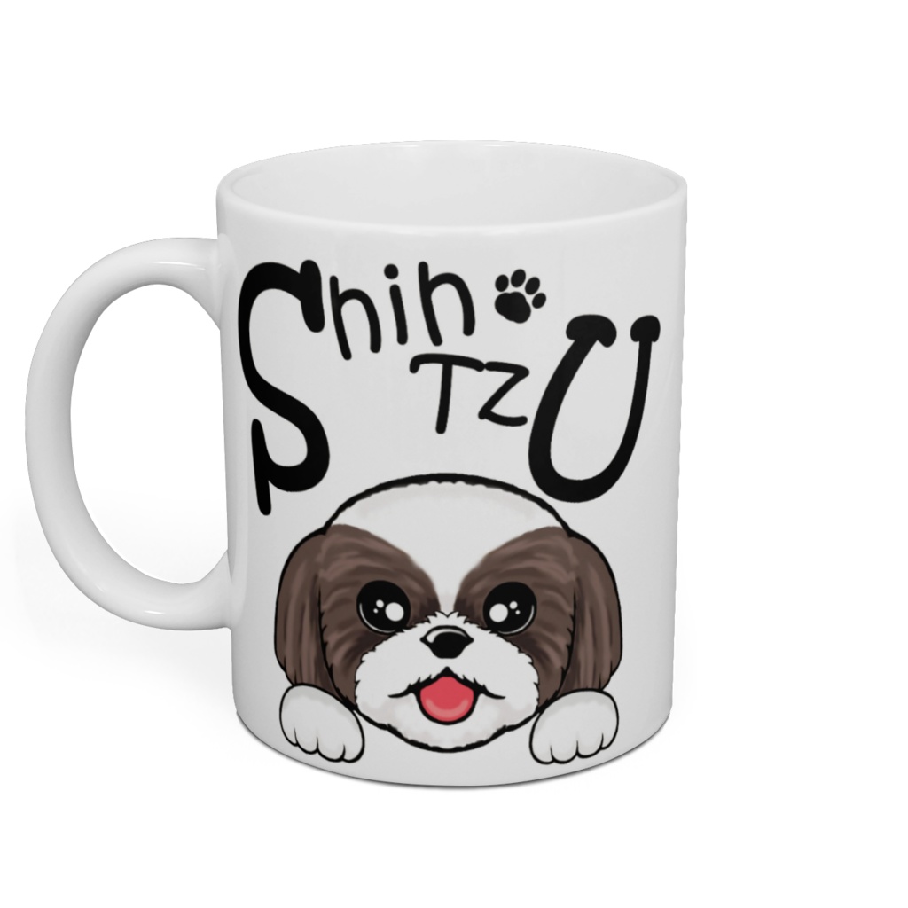 シー・ズー (白背景のおてて&グレー) マグカップ ABCDOGS