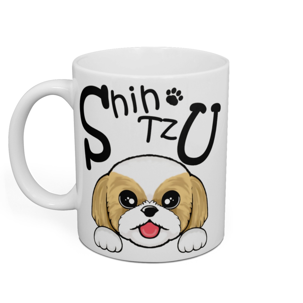 シー・ズー (白背景のおてて&薄茶白) マグカップ ABCDOGS