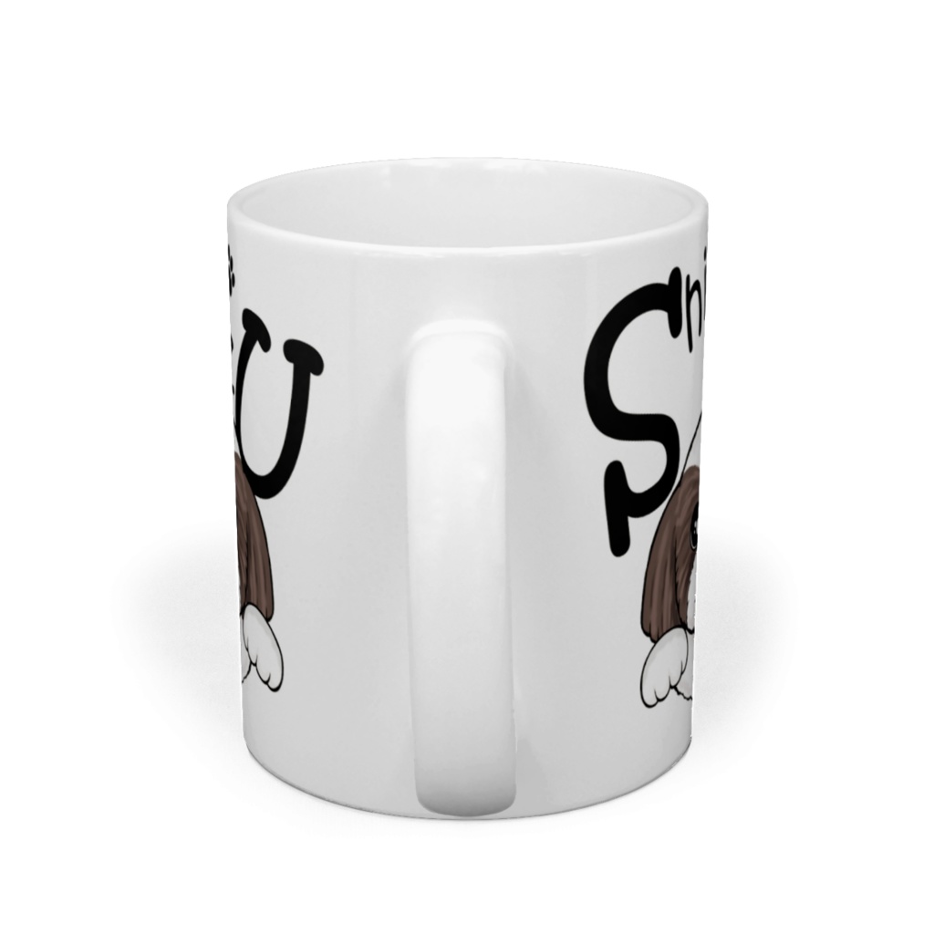 シー・ズー (白背景のジャンプ!&グレー) マグカップ ABCDOGS