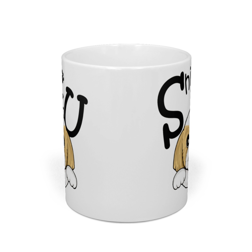 シー・ズー (白背景のジャンプ!&薄茶白) マグカップ ABCDOGS