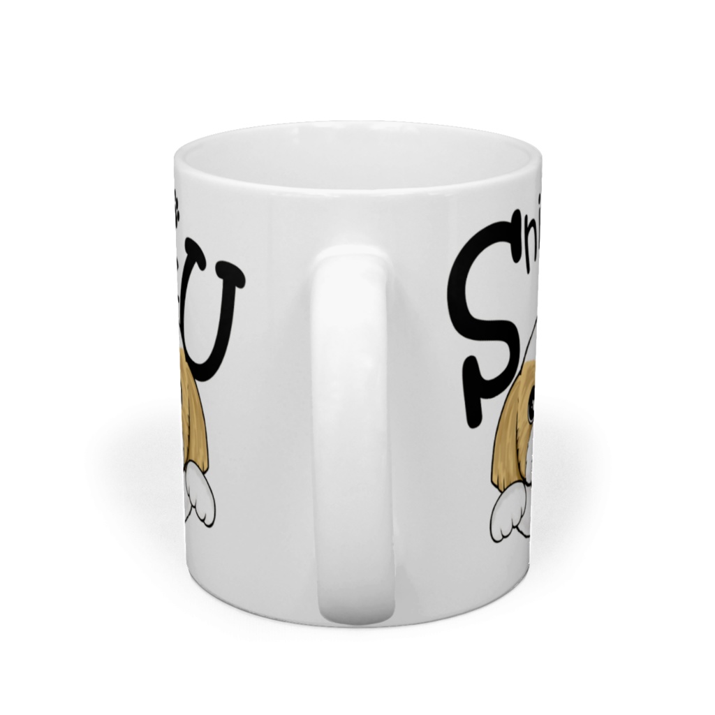 シー・ズー (白背景のジャンプ!&薄茶白) マグカップ ABCDOGS