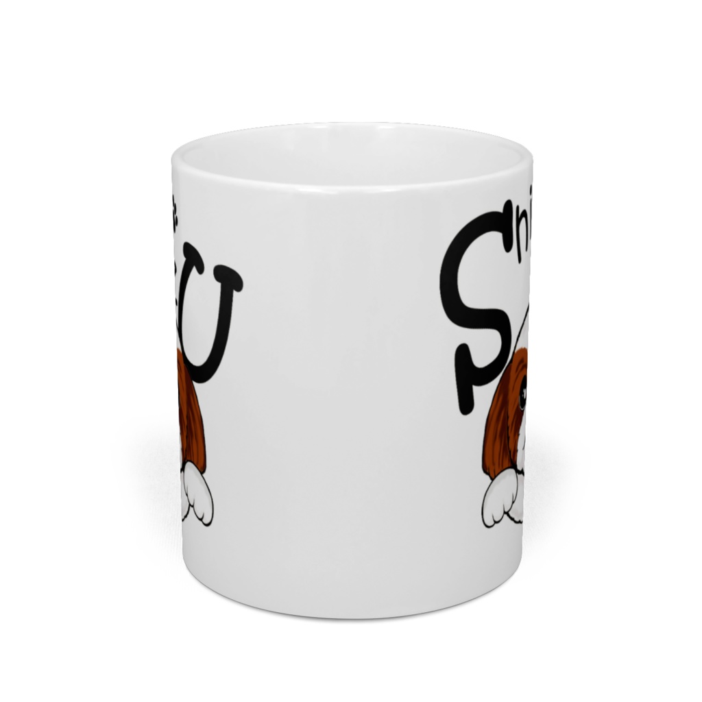 シー・ズー (白背景のジャンプ!&茶白) マグカップ ABCDOGS