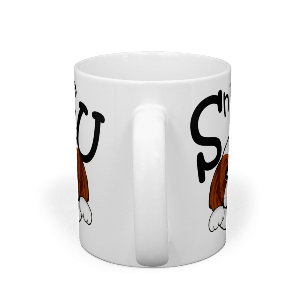 シー・ズー (白背景のジャンプ!&茶白) マグカップ ABCDOGS