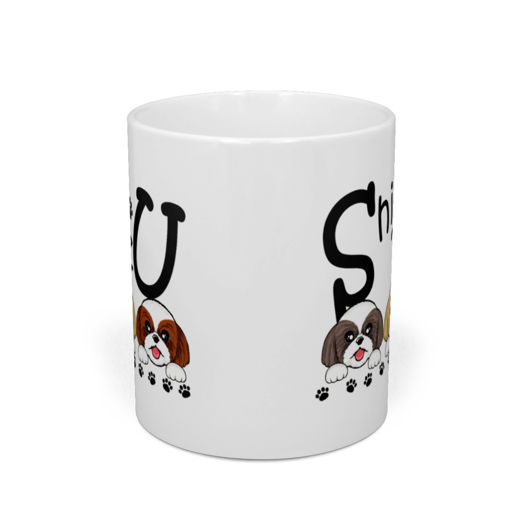 シー・ズー (白背景のおてて&3カラー) マグカップ ABCDOGS