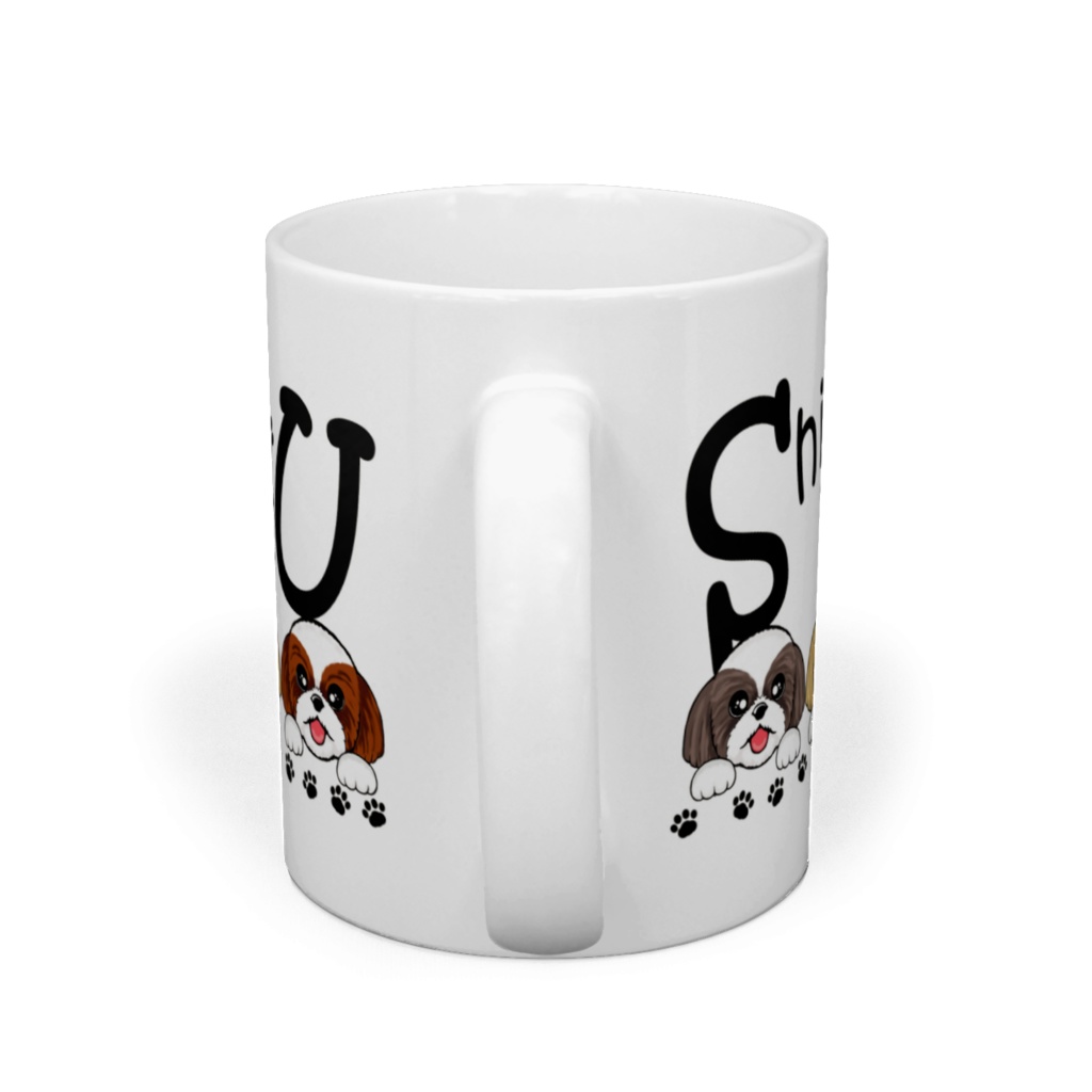 シー・ズー (白背景のおてて&3カラー) マグカップ ABCDOGS