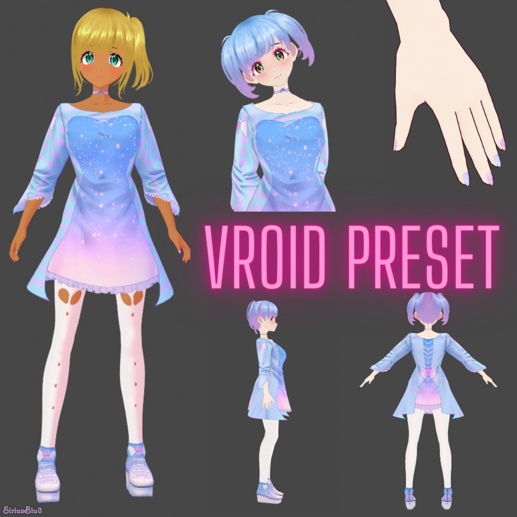 VRoid Clothes Set Hearts Galaxy / VRoid custom item preset and textures