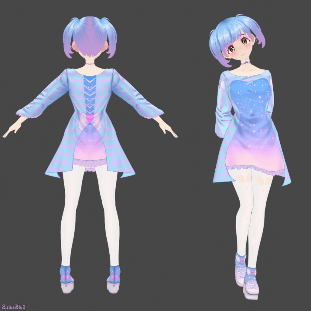 VRoid Clothes Set Hearts Galaxy / VRoid custom item preset and textures