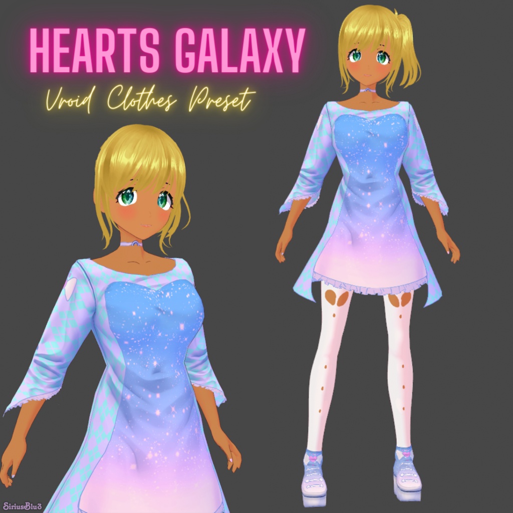 VRoid Clothes Set Hearts Galaxy / VRoid custom item preset and textures
