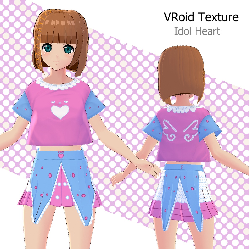 【VRoid texture】 Idol Heart Mini T-Shirt and Skirt