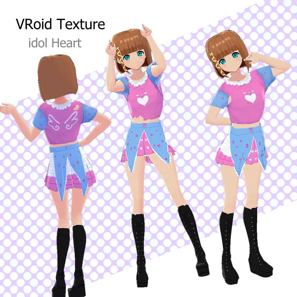 【VRoid texture】 Idol Heart Mini T-Shirt and Skirt