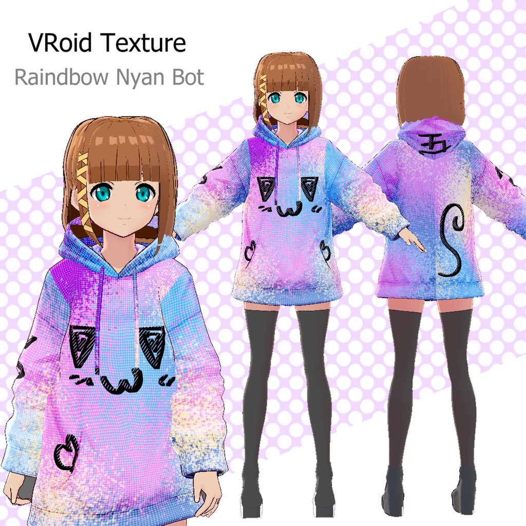 【VRoid texture】 Rainbow Nyan Bot Hoodie