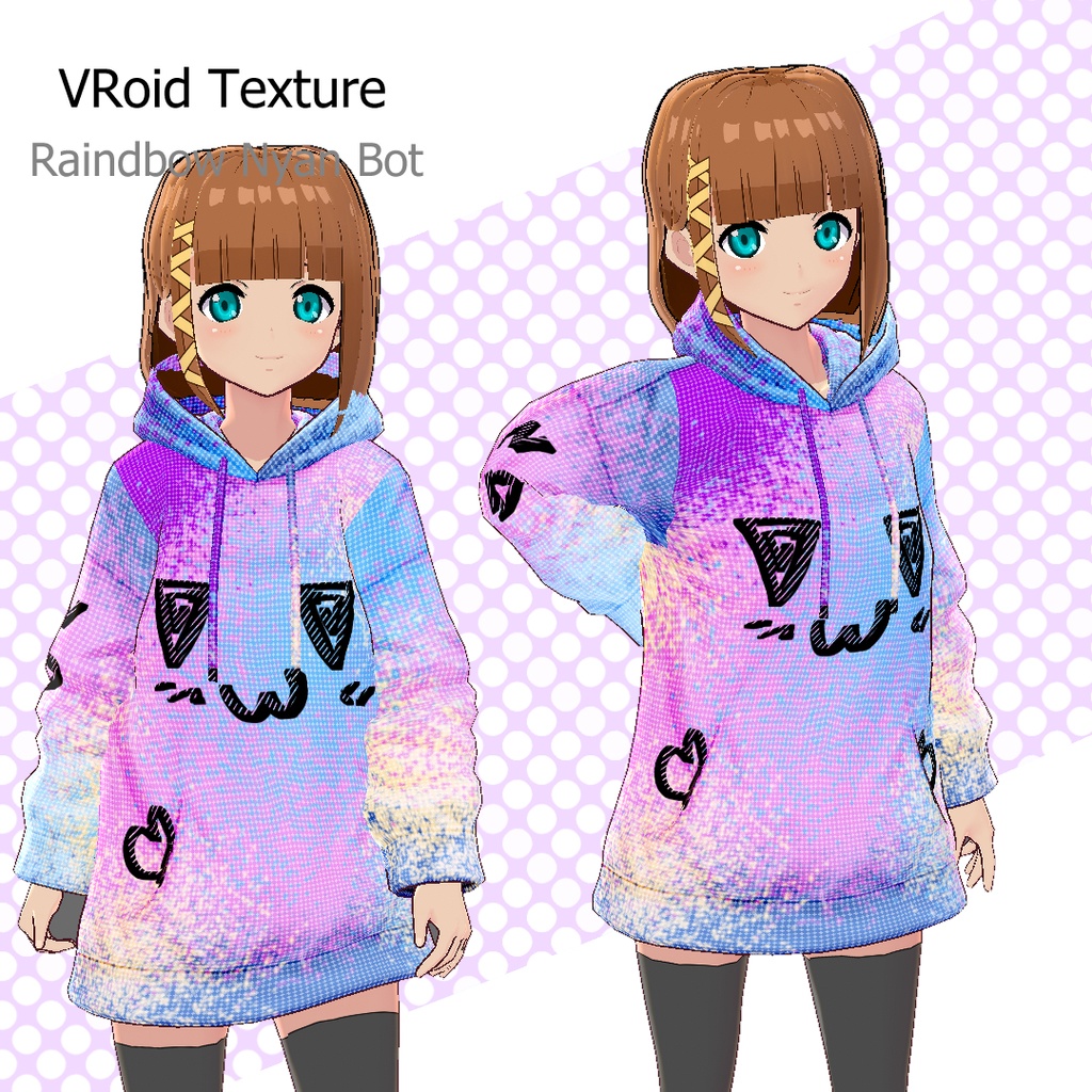 【VRoid texture】 Rainbow Nyan Bot Hoodie